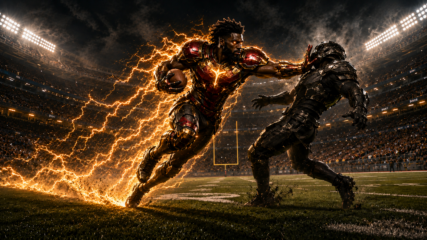 God of Offense presiding over a football game