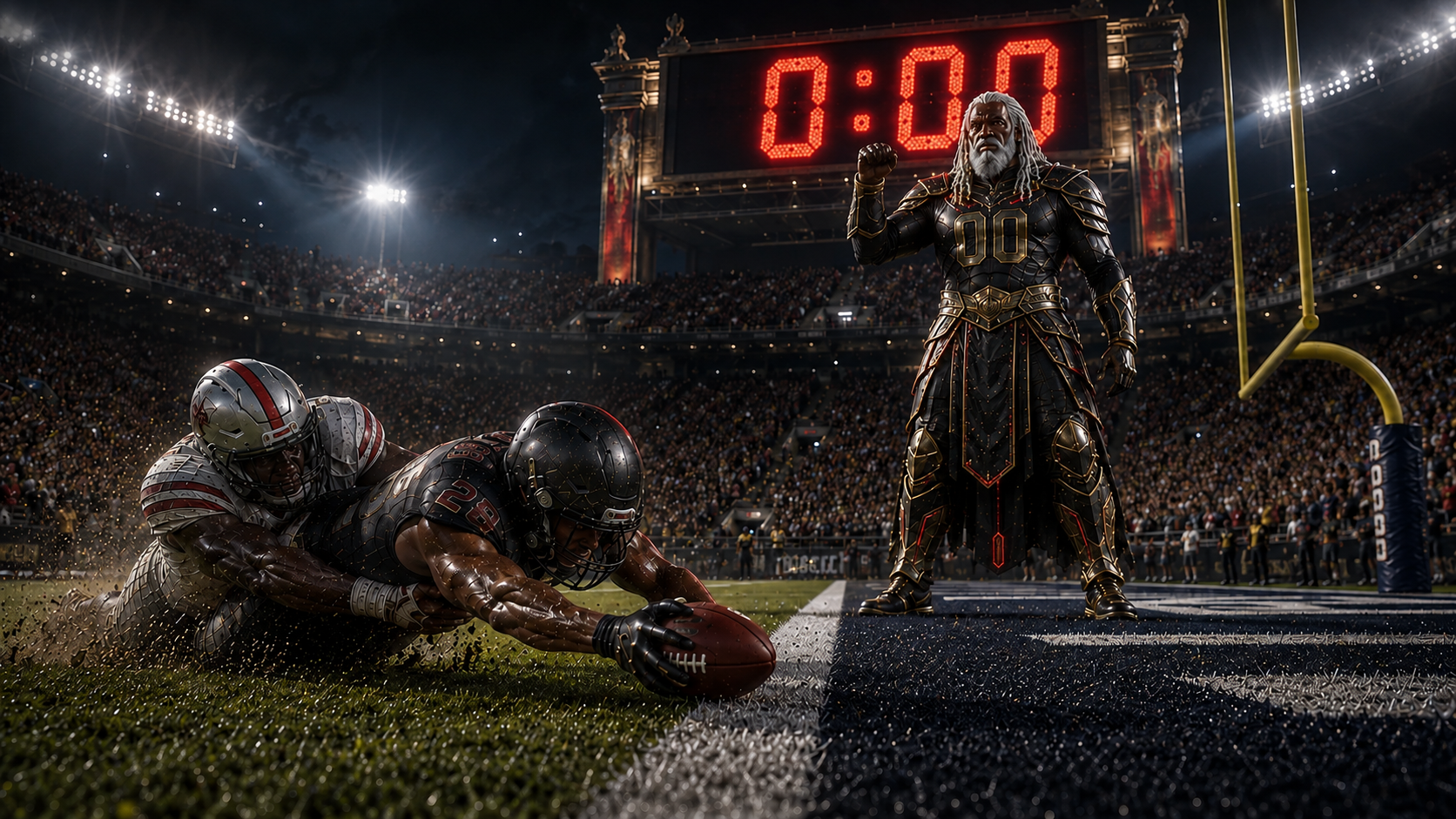 God of the Clock presiding over a football game